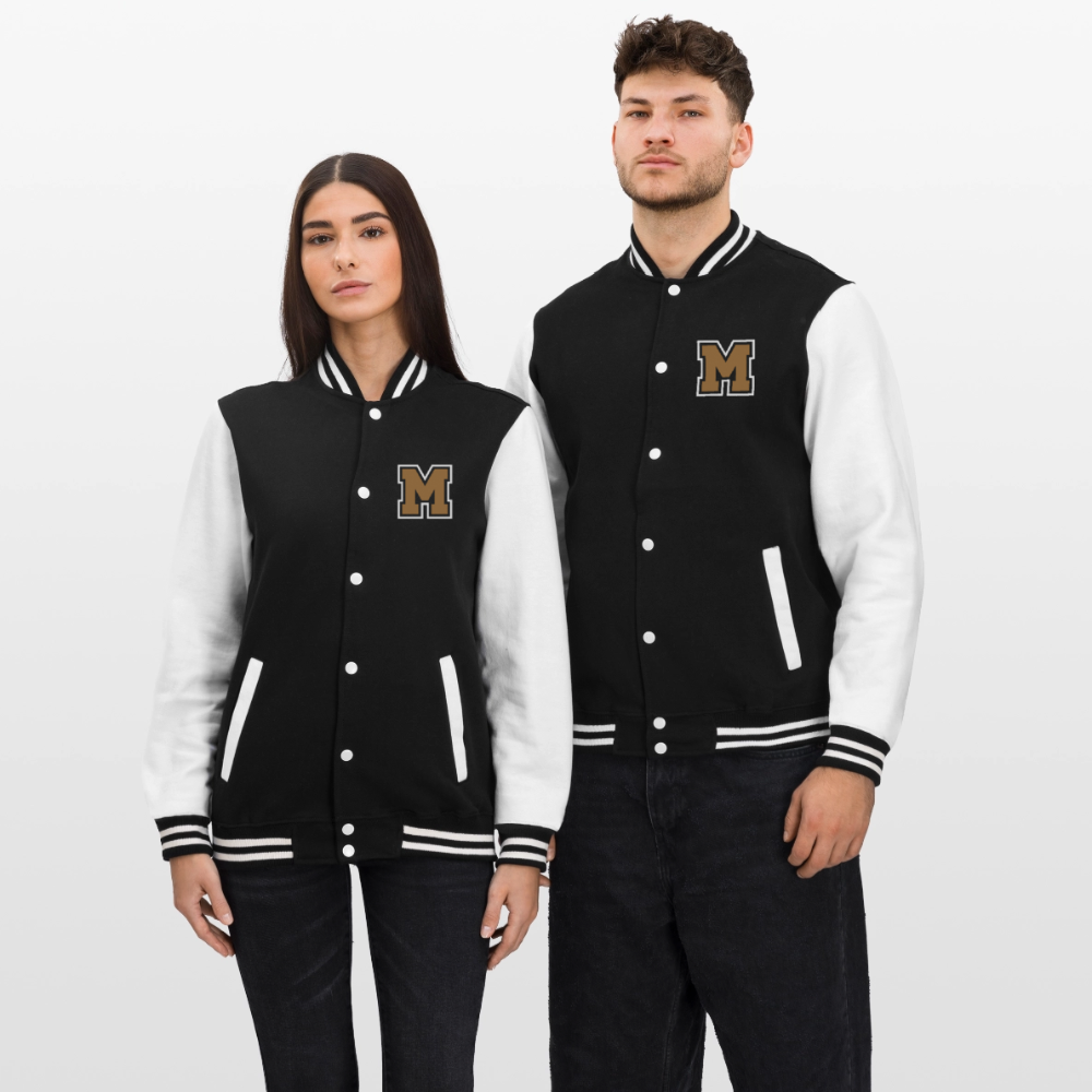 MIGHTY M simple College Sweatjacke - Schwarz/Weiß