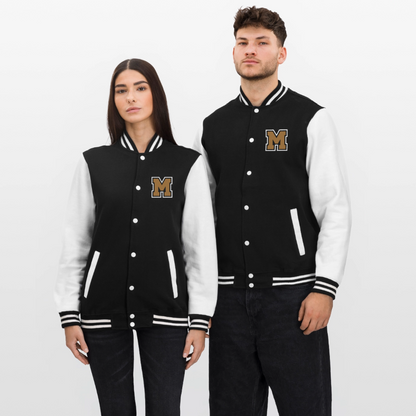 MIGHTY M simple College Sweatjacke - Schwarz/Weiß