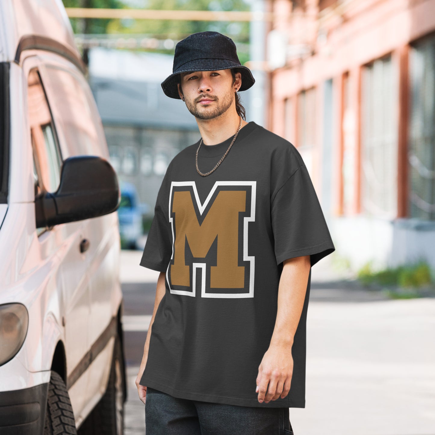MIGHTY M Softball Oversized T-Shirt mit verwaschenem Look BIG M