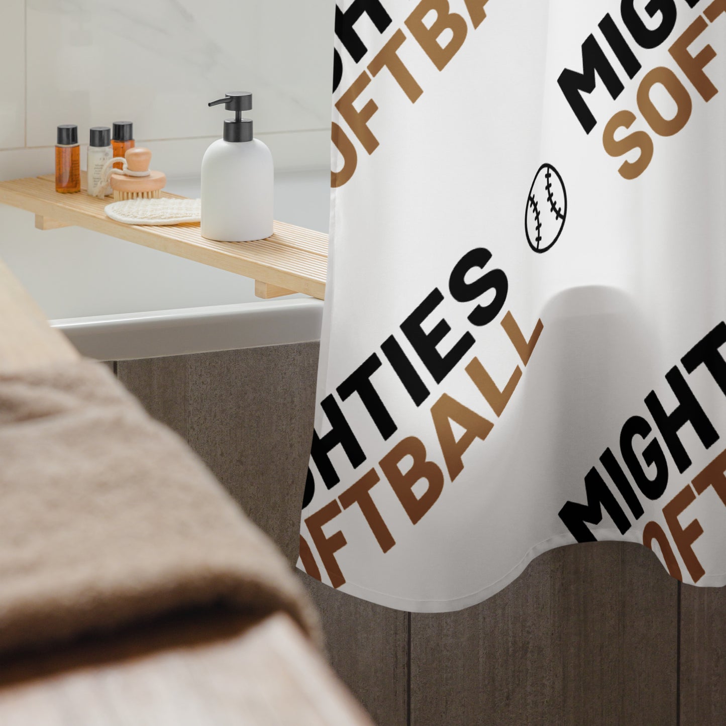 MIGHTY M Softball Varsity Edition Duschvorhang